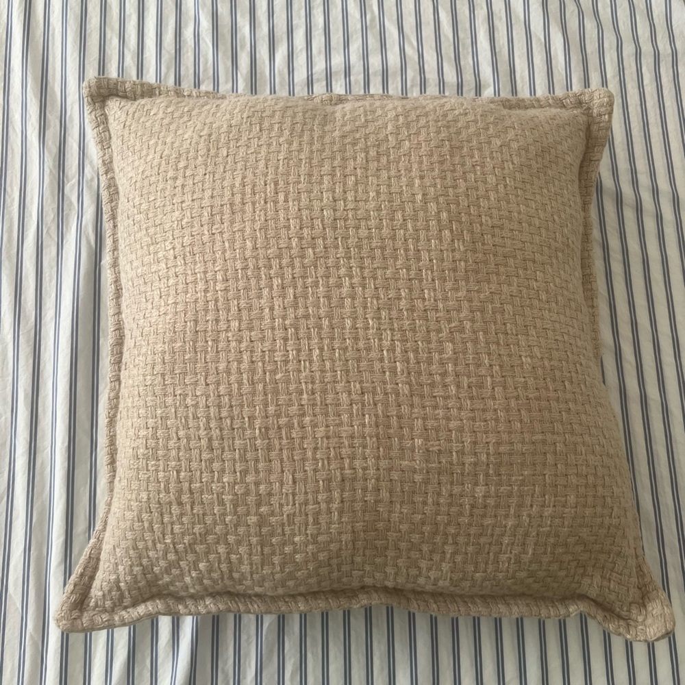 Textured Beige Throw Pillow
